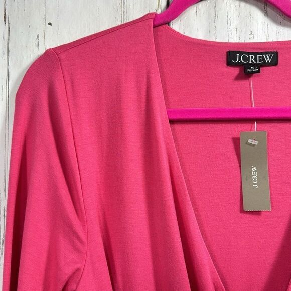 J.Crew Pink Long Sleeve Faux Wrap Top with Velvet Tie NWT Size M - Picture 3 of 14